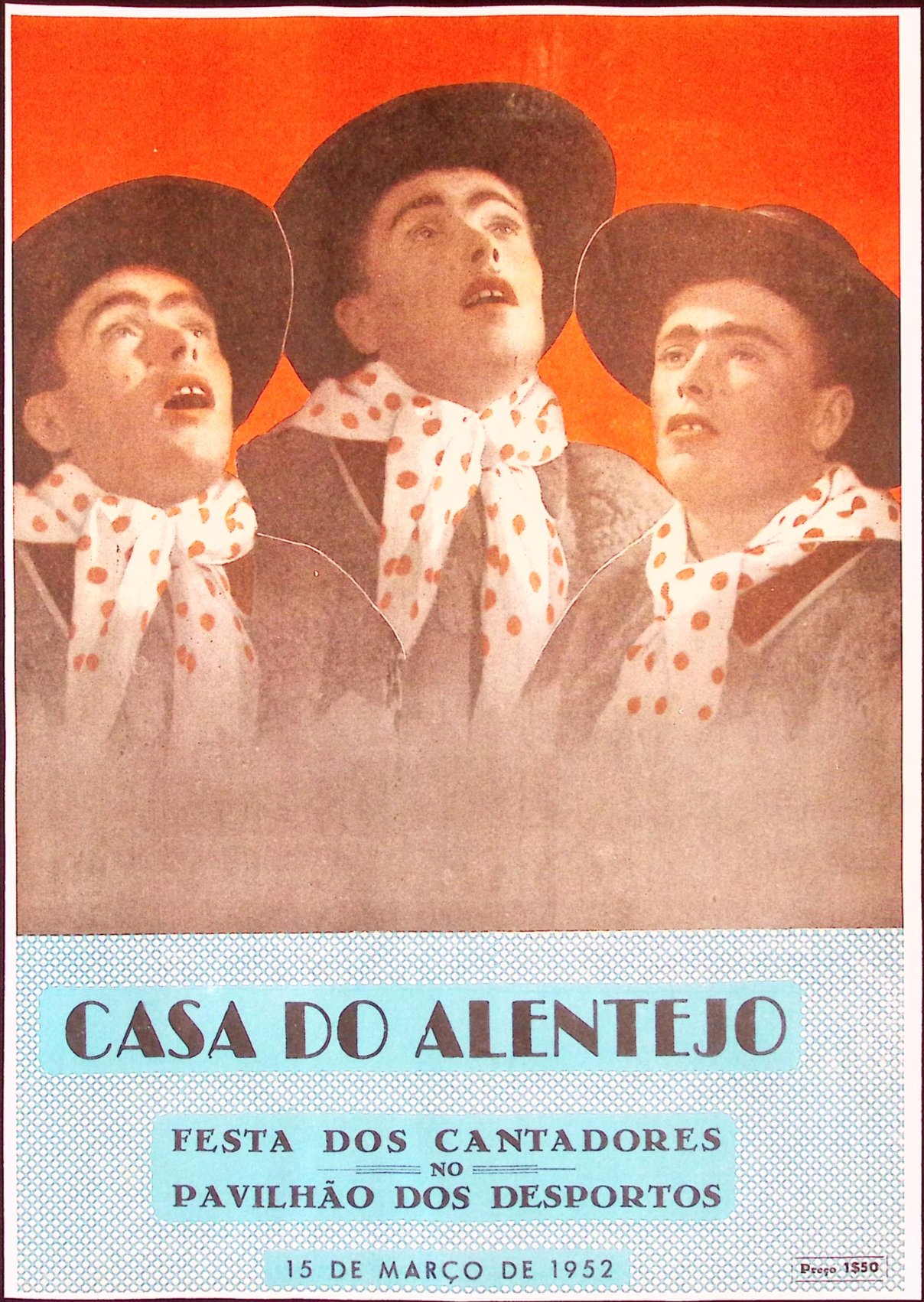 Capa de Casa do Alentejo-Festa dos Cantadores  no Pavilhão dos Desportos /15 de Março de 1952